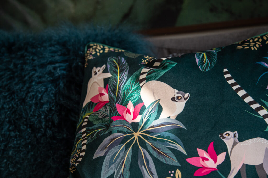 close up lemur cushion design