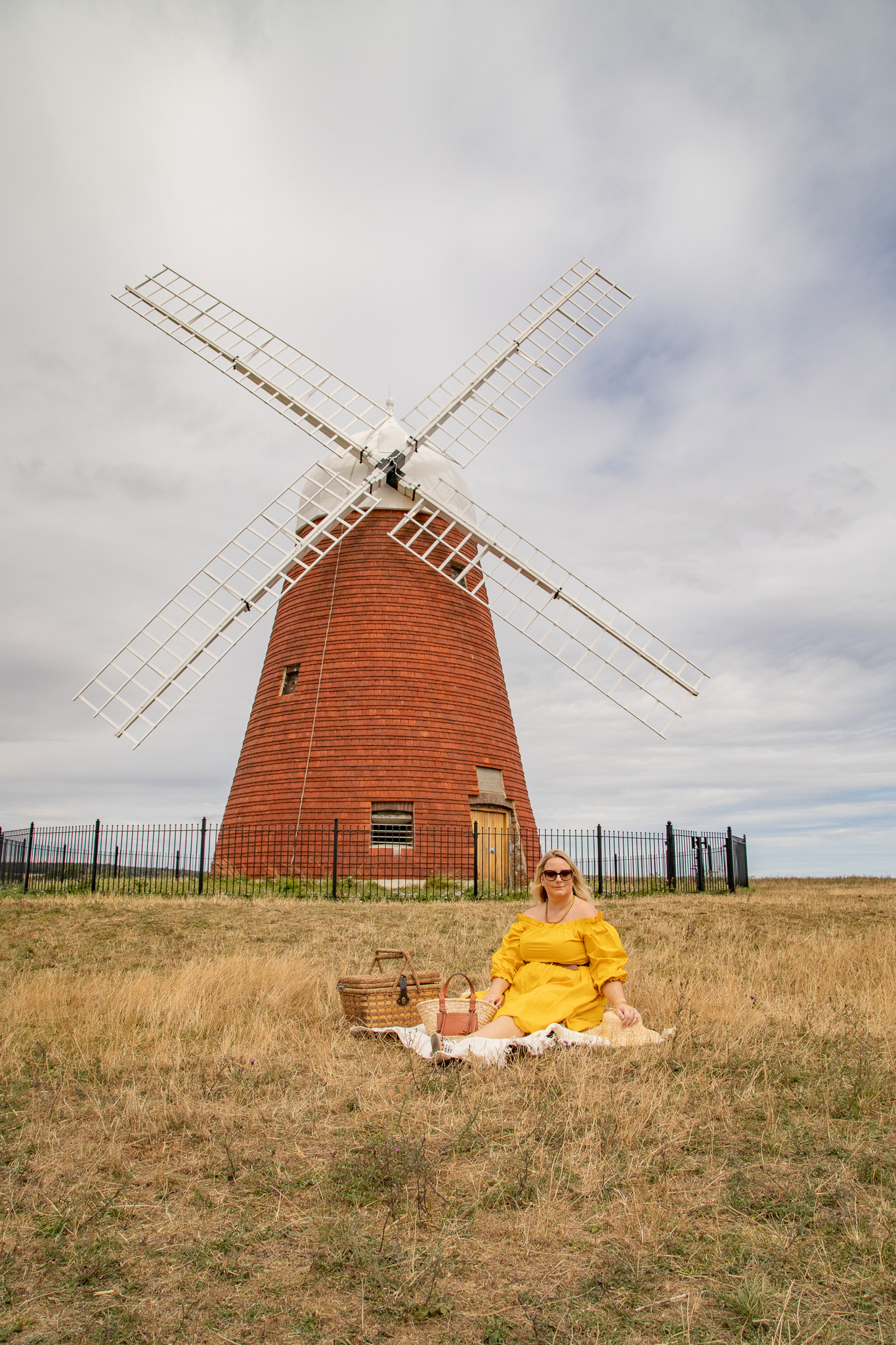 lucy sat with a picnic at hannaker windmill