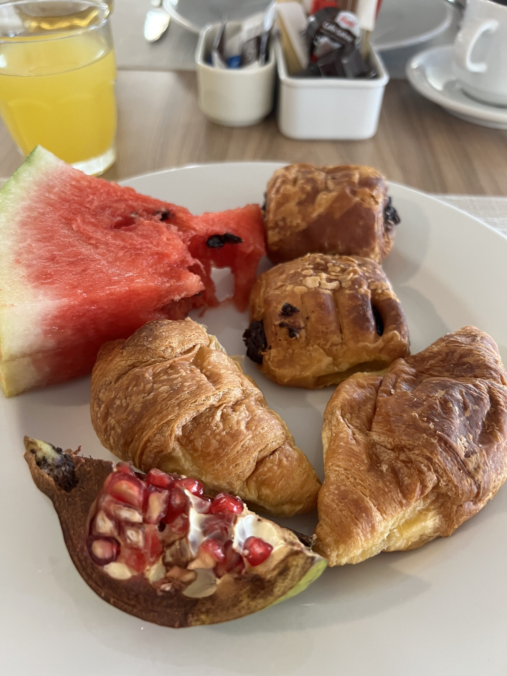 Tiny croissants and fruit for brekkie